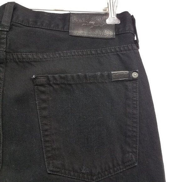 7 For All Mankind Jeans Black Mens 33 Paxtyn Distressed Denim AT139621AP - Picture 8 of 12
